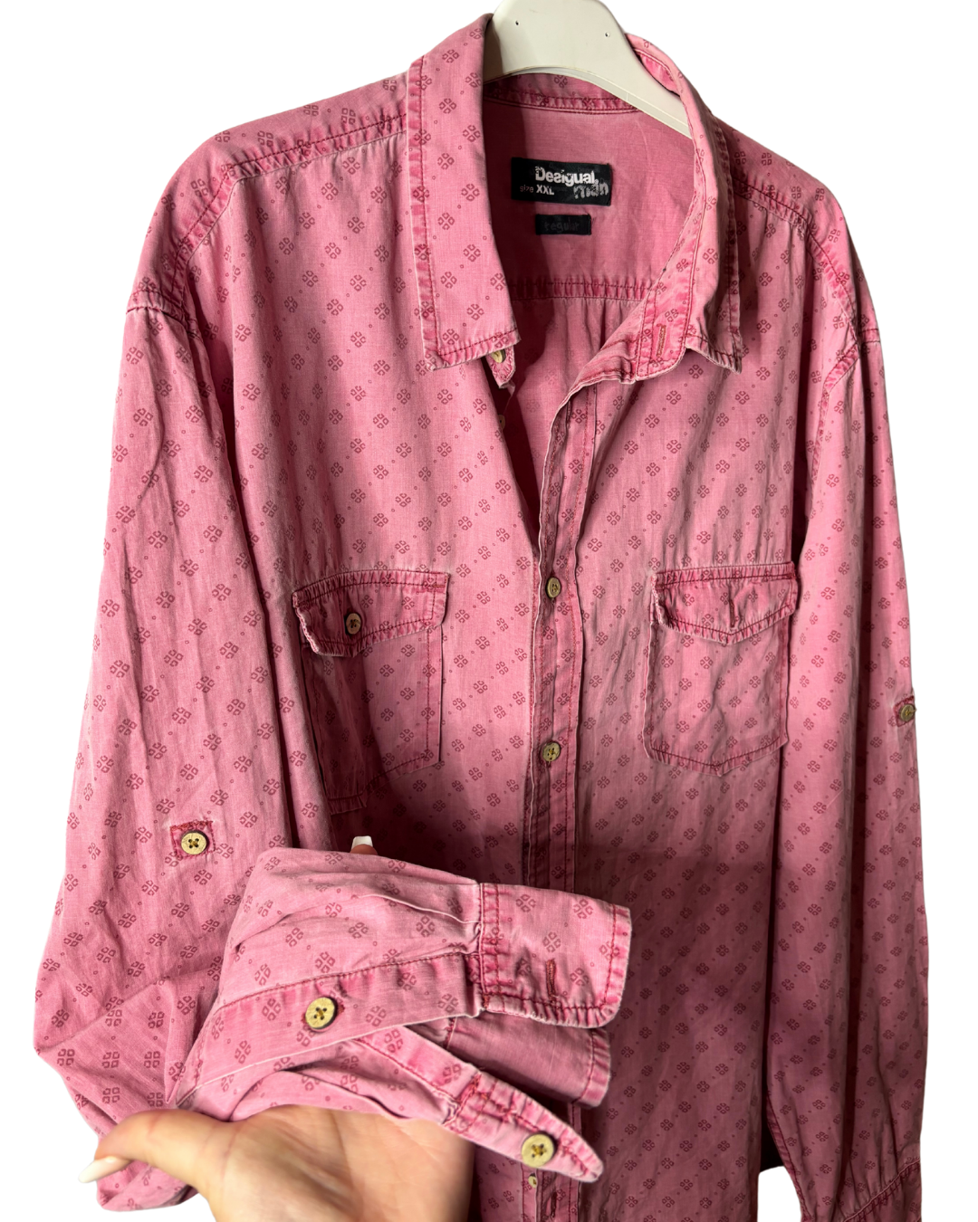 “Camisa Hombre Desigual Rosa Nueva (XL)”