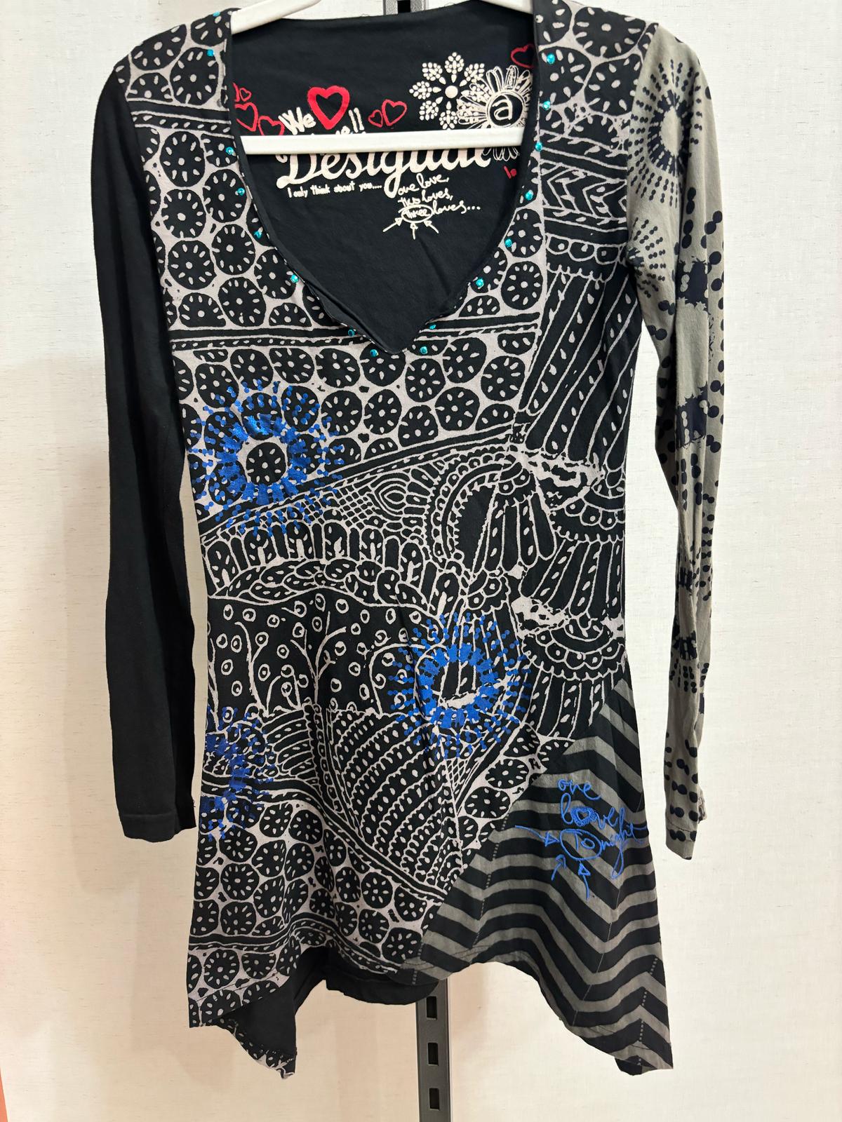 Vestido Desigual S Negro y azul