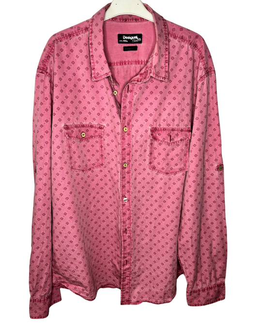 “Camisa Hombre Desigual Rosa Nueva (XL)”